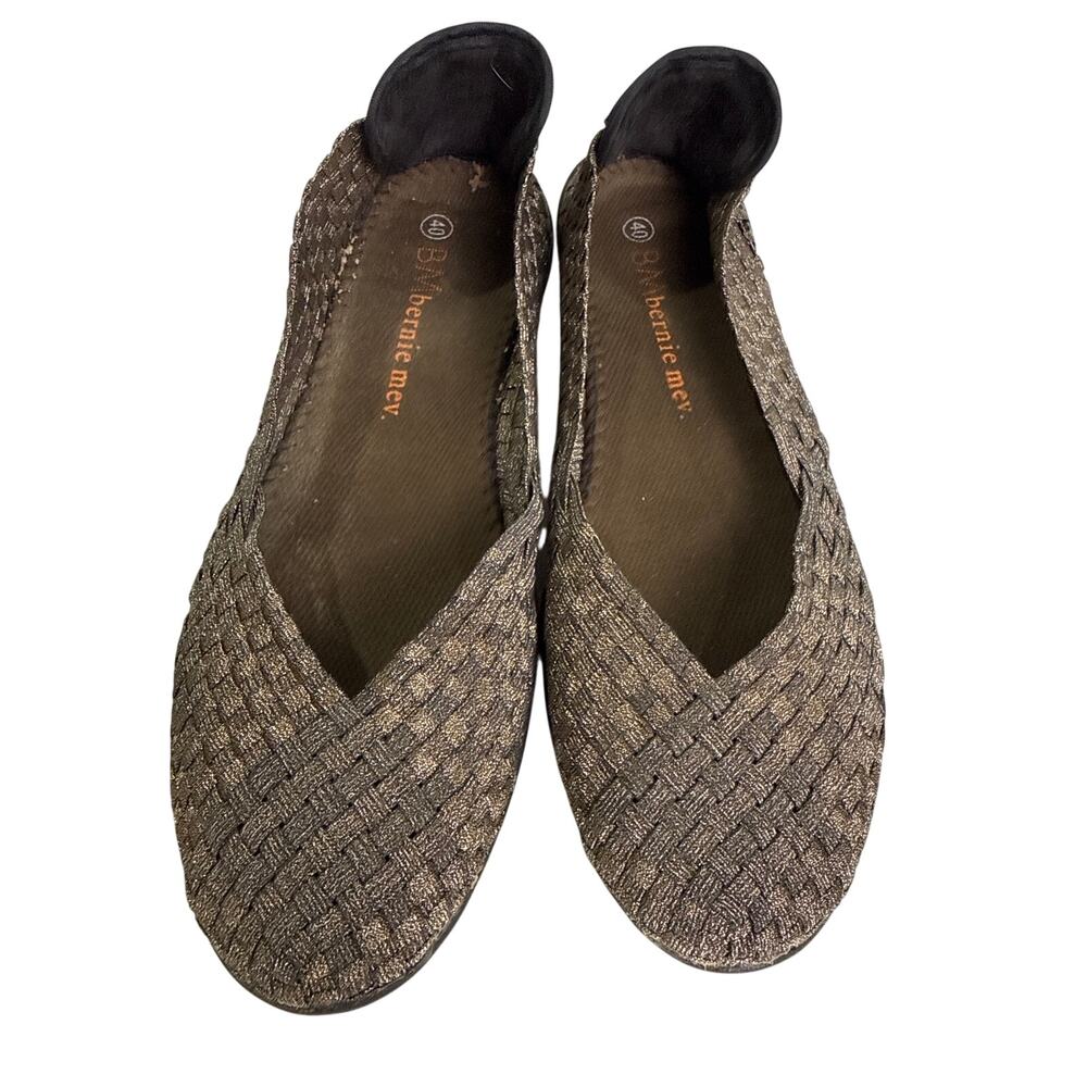 Bernie Mev Catwalk Ballet Flats 40 Bronze Pewter Woven Slip On Comfort Shoes